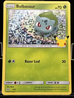 Pokemon Card Bulbasaur 1/25 Holo Mcdonalds Promo 25th Anniversary 2021 LP - Image 3