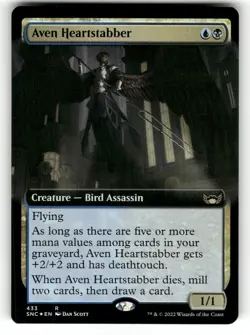 Aven Heartstabber (Extended Art) NM Foil Streets of New Capenna 433 MTG Rare - Image 1