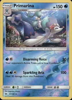 PRIMARINA 41/149 SM BASE SET RARE REVERSE HOLO POKEMON - Image 1