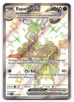 Espathra ex NM Paldean Fates 214/091 Pokemon TCG Holo - Image 1