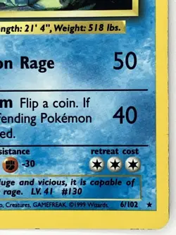 Gyarados MP 6/102 Unlimited Base Set Pokemon TCG Holo - Image 5