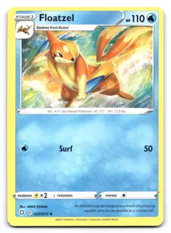 Floatzel NM Miscut Locating Mark 023/072 Shining Fates Pokemon TCG Regular - Image 1