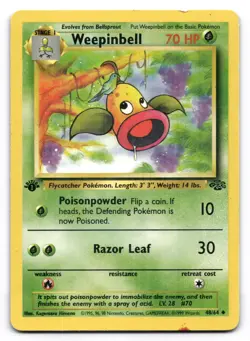 Weepinbell MP 48/64 1st Edition Jungle Pokemon Uncommon - Image 1