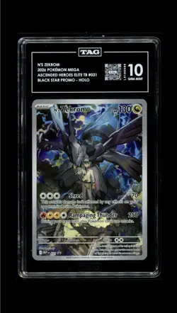 2026 POKEMON ASCENDED HEROES ETB PROMO #031 N'S ZEKROM TAG 10 POP 17! RANK #8 - Image 1
