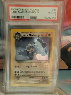 Pokemon Rocket #10 Dark Machamp Holo 2000 PSA 8 Near Mint-Mint With Swirl - Image 1