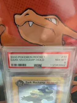 Pokemon Rocket #10 Dark Machamp Holo 2000 PSA 8 Near Mint-Mint With Swirl - Image 4