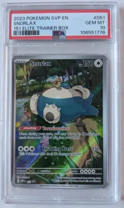 2023 Pokemon SVP English SNORLAX 151 ETB #051 PSA 10 GEM MINT - Image 1