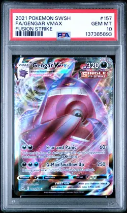2021 POKEMON SWORD & SHIELD FUSION STRIKE #157 FULL ART/GENGAR VMAX PSA 10 - Image 1