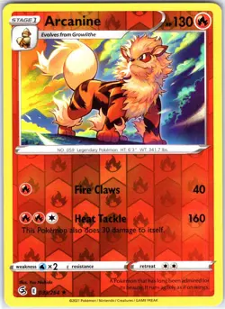 Arcanine 033/264 Rare Reverse Holo Card SWSH08: Fusion Strike Pokemon TCG NM - Image 1