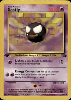 Gastly Uncommon Fossil 33/62 Psychic 1st Edition Pokemon Card - Image 1