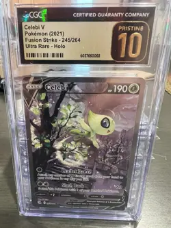 CGC Pristine 10 Celebi V 245/264 Alternate Full Art Fusion Strike Pokemon Card - Image 1