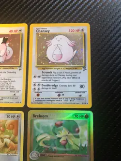 4 Card Pokemon Set Clefairy Holo, Chansey Holo, Meowth Black Holo, Breloom Rev H - Image 3