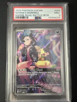 PSA 9 MINT Marnie's Morpeko #206 Pokemon TCG Svp En-Sv Black Star Promo - Image 1