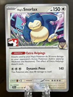 Hop's Snorlax Pokemon Prize Pack Series 7 Promo Pokemon Card NM/LP Stamp - Image 1