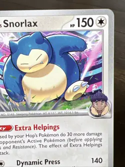 Hop's Snorlax Pokemon Prize Pack Series 7 Promo Pokemon Card NM/LP Stamp - Image 3