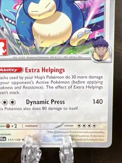 Hop's Snorlax Pokemon Prize Pack Series 7 Promo Pokemon Card NM/LP Stamp - Image 5