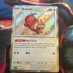 Skwovet 205/091 SV Paldean Fates Baby Shiny Rare Pokemon TCG Card NM - Image 1