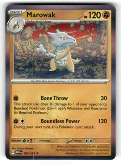 Marowak NM 105/165 Holo 151 Pokemon Rare - Image 1