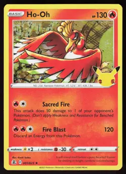 Ho-Oh 001/025 Rare Celebrations Pokemon Holo Lightly Played - Image 1