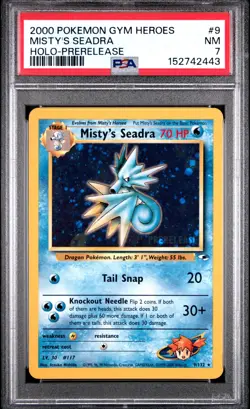 2000 POKEMON GYM HEROES HOLO-PRERELEASE #9 MISTY'S SEADRA PSA 7 - Image 1