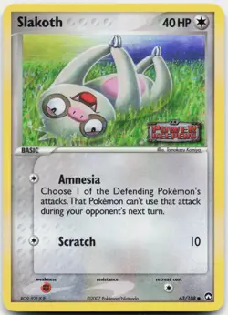 Slakoth 63/108 Common Power Keepers Pokemon Reverse Holo Lightly Played - Image 1