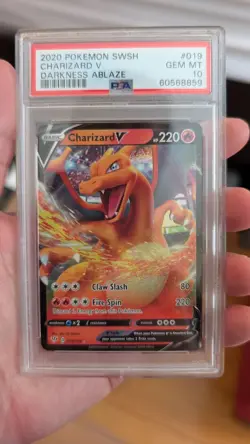 2020 POKEMON SWORD & SHIELD DARKNESS ABLAZE #019 CHARIZARD V PSA 10 - Image 1