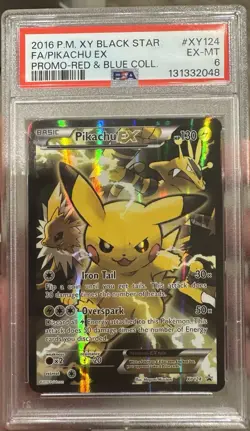Pokemon Pikachu EX XY124 2016 XY Black Star Promo Full Art Holo PSA 6 - Image 1