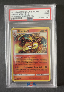 Charizard 14/181 Cracked Ice Holo Rare Pokemon 2019 S&M Team Up PSA 9 - MINT - Image 1