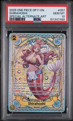 2025 ONE PIECE OP11-A FIST OF DIVINE SPEED #057 SHIRAHOSHI PSA 10 - Image 1