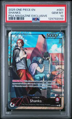2025 ONE PIECE PROMOS PSA MAGAZINE EXCLUSIVE #001 SHANKS PSA 10 - Image 1