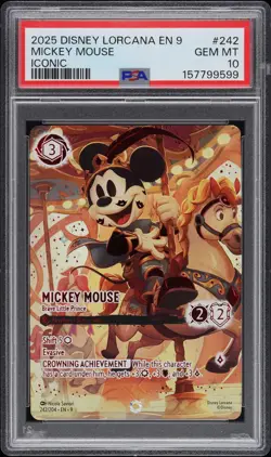 2025 DISNEY LORCANA EN 9-FABLED ICONIC MICKEY MOUSE - BRAVE LITTLE PRINCE PSA 10 - Image 1