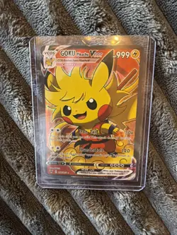 Pikachu Goku Poncho Pokemon Card - Holofoil FULL ART - DBZ - VCOS Cosplay - Image 1