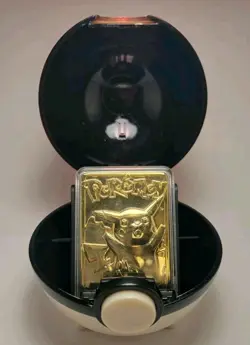Pokemon Pikachu 23K Gold Plated Trading Card inc/ ball, Partial box - Image 1