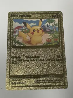 Pikachu Basic Premium Gold Foil Fan Art Pokemon Tcg Card #Pk20 - Image 1