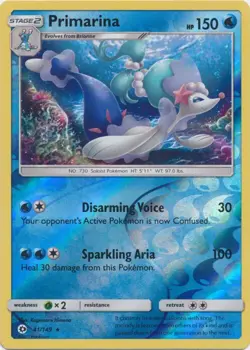 Primarina 41/149 Reverse Holo Sun & Moon Pokemon Card NM - Image 1