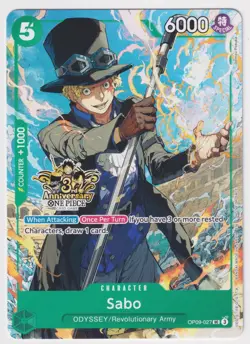 Sabo OP09-027 3rd Anniversary Promo NM One Piece TCG English - Image 1