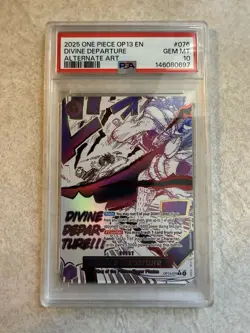 2025 ONE PIECE OP13-CARRYING ON HIS WILL ALTERNATE ART DIVINE DEPARTURE PSA 10 - Image 1