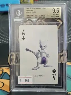 1998 Pokemon Playing Cards JPN Blue 3D Deck A Clubs Mewtwo BGS 9.5 - Image 1