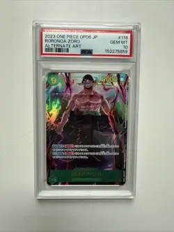 PSA 10 Roronoa Zoro OP06-118 One Piece SEC ALT ART Wings Of The Captain 2023 JPN - Image 1