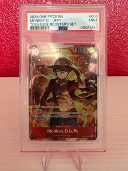 PSA 9 Mint Monkey D Luffy 2024 One Piece Treasure Boosters Set #006 EN Card - Image 1