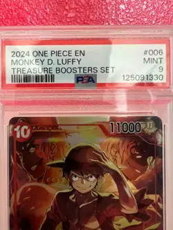 PSA 9 Mint Monkey D Luffy 2024 One Piece Treasure Boosters Set #006 EN Card - Image 4