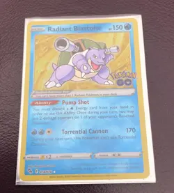 Pokemon Genuine Radiant Blastoise Holo Card Pokemon Go 018/078 In Cover. Excella - Image 5