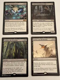 Magic The Gathering MTG Black Rare Lot 4 Fraying Omnipotence Priest Awaken Bontu - Image 1