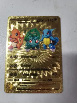Charmander, Bulbasaur & Squirtle GX Gold Foil Fan Art Pokemon Textured 3/99 LP - Image 1
