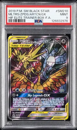 2019 POKEMON SM BLACK STAR PROMO FULL ART/MOLTRES & ZAPDOS & ARTICUNO GX PSA 9 - Image 1