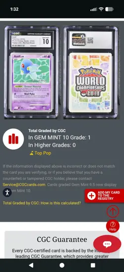 TOP POP 1) CGC 10 GEM MINT Azelf World Championship Happy Luck 4/123 Pokemon - Image 4