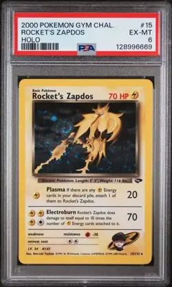 Pokemon: Gym Challenge *Holo* Rocket's Zapdos (15/132) GRADED PSA 6 - Image 1
