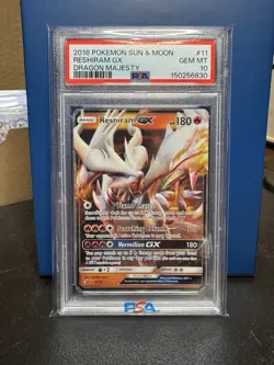 2018 Pokemon Sun & Moon Reshiram GX Dragon Majesty PSA 10 - Image 1