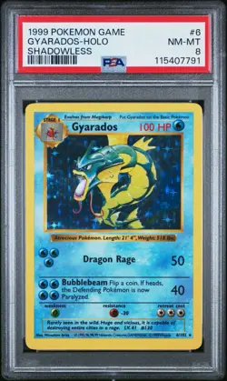 Pokemon Shadowless Gyarados 006/102 - PSA 8 NM MT - Base Set Holo Vintage Rare - Image 1