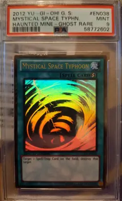 Yugioh Ghost Rare Mystical Space Typhoon GLD5-EN038 PSA 9 Haunted Mine 🔥 Pop 36 - Image 1